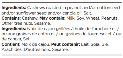 SALTED ROASTED CASHEWS